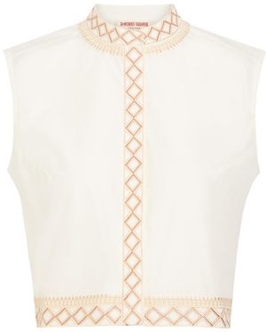 Emporio Sirenuse Andorra Embroidered Cotton-Blend Top - White
