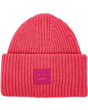 Acne Studios Pansy N Face Wool Beanie - Red