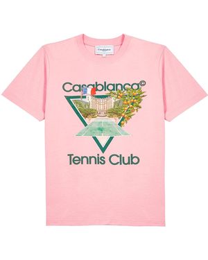 CASABLANCA Tennis Club Icon Pink Cotton T-shirt