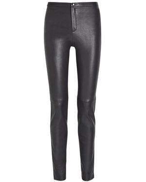 Stouls Newton Slim Leg Leather Trousers - Grey