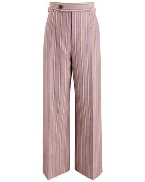 Vivienne Westwood Lauren Striped Wide-Leg Wool Trousers - Red