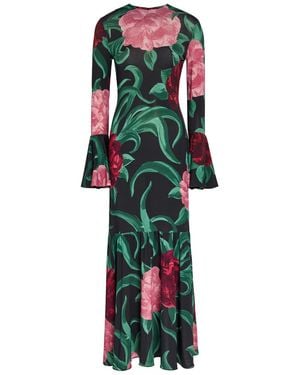 La DoubleJ Alba Floral-Print Stretch-Jersey Maxi Dress - Green