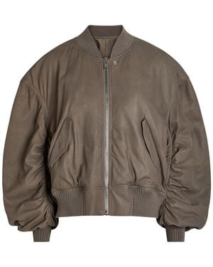 Rick Owens Secchia Flight Padded Leather Bomber Jacket - Brown