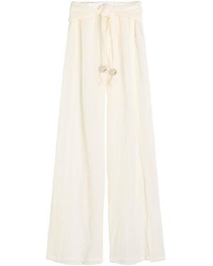 Lisa Marie Fernandez Linen-Blend Wide-Leg Pants - White