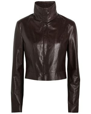 Our Legacy Concealed Funnel-Neck Leather Jacket - Black