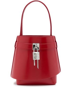Givenchy Shark Lock Leather Bucket Bag - Red