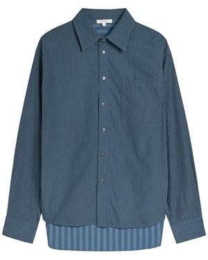 JW Anderson Patchwork Striped Cotton-Poplin Shirt - Blue