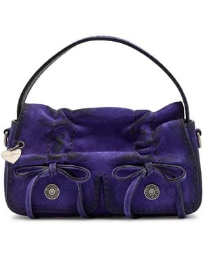 Acne Studios Multipocket Micro Distressed Suede Top Handle Bag - Purple