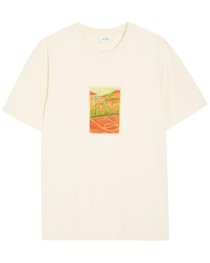 Les Deux Court Printed Cotton T-Shirt - White