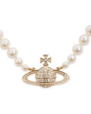 Vivienne Westwood Bas Relief Orb-Embellished Pearl Choker - Metallic