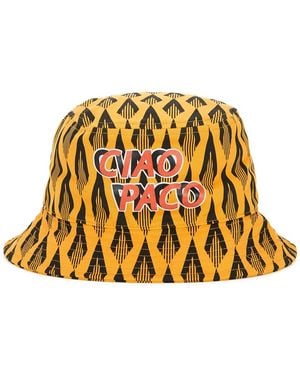 Rabanne Ciao Paco Printed Cotton Bucket Hat - Metallic