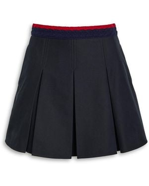 Moncler Pleated Stretch-Cotton Mini Skirt - Blue
