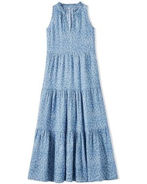 Jigsaw Gauze Linen Star Leaf Dress - Blue