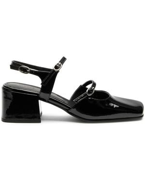 Alohas Patent Leather Ankle-Strap Court Shoes - Black