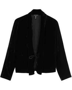 Eileen Fisher Velvet Tie-Front Jacket - Black