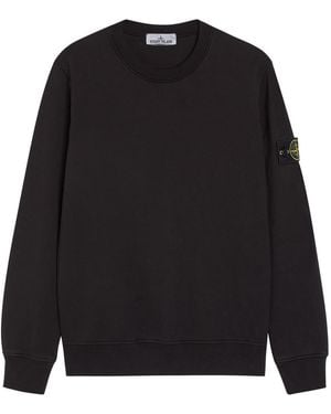 Stone Island Logo Cotton Sweatshirt - Black