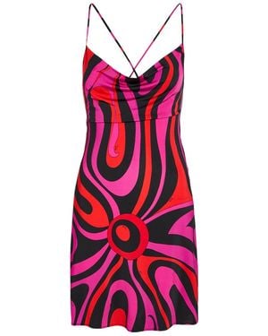 PUCCI Printed Satin-Jersey Mini Dress - Red