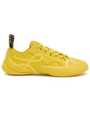 Loewe Grip Panelled Suede Trainers - Yellow