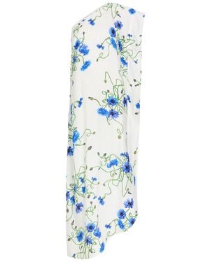 Stella McCartney Asymmetric Floral-Print Satin Maxi Dress - Blue