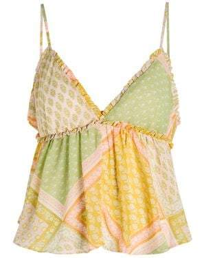 Free People Alix Printed Chiffon Top - Yellow