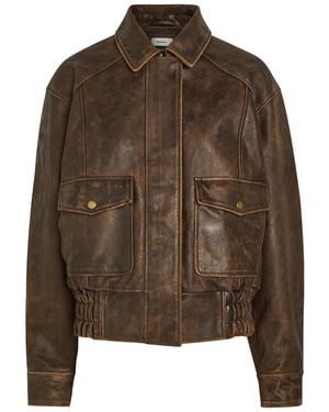 Reformation Daphne Panelled Leather Jacket - Brown