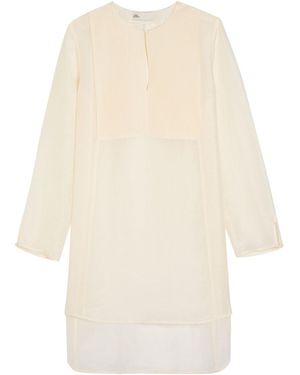 Tory Burch Pintucked Linen And Silk-Blend Tunic - Natural