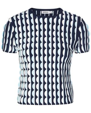 Jonathan Simkhai Kendra Scalloped Knit T-Shirt - Blue