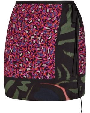 Dries Van Noten Gabrinas Printed Satin Mini Wrap Skirt - Red