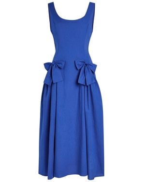 Sister Jane Diary Bow-Embellished Woven Midi Dress - Blue