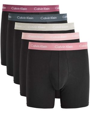 Calvin Klein Logo Stretch-Cotton Boxer Briefs - Black