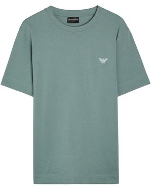 Emporio Armani Logo-Embroidered Cotton T-Shirt - Green