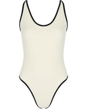 SOLAQUA Swim Ii Piped-Trim Swimsuit - Natural