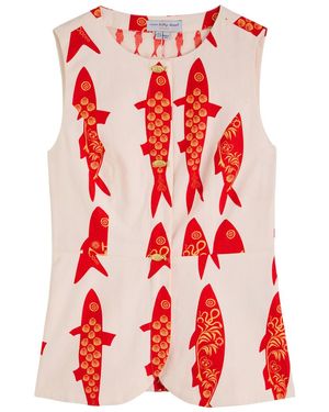 Never Fully Dressed Marina Sol Cotton Waistcoat Top - Red