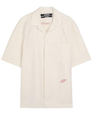Jacquemus La Chemise Romarin Logo-Embroidered Cotton-Blend Shirt - White