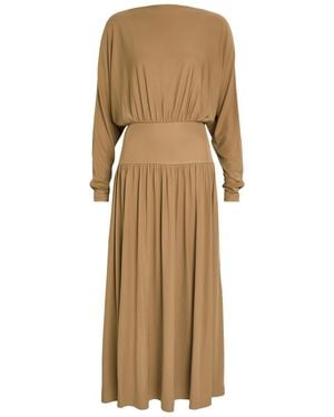 TOTEME Gathered Crepe-Jersey Midi Dress - Natural