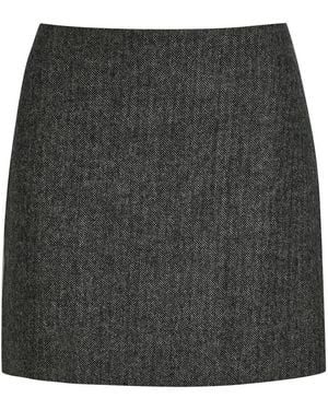 Blazé Milano Coci Herringbone Wool-Blend Mini Skirt - Black