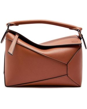 Loewe Puzzle Edge Small Leather Top Handle Bag - Brown