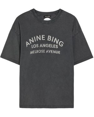 Anine Bing Cade Printed Cotton T-Shirt - Gray