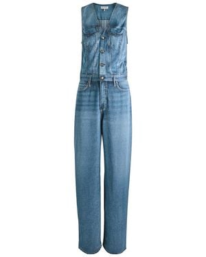 Rag & Bone Miramir Jeans-Print Satin Jumpsuit - Blue