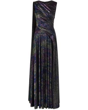 Talbot Runhof Scarf-Effect Metallic-Weave Gown - Blue