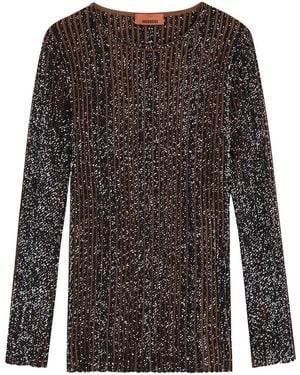 Missoni Striped Sequin-Embellished Ribbed-Knit Jumper - Brown