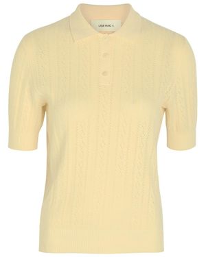 Lisa Yang Christine Pointelle Cotton And Cashmere-Blend Top - Yellow