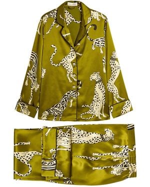 Olivia Von Halle Lila Silk-Satin Pyjama Set - Green