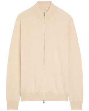 Aurélien Full Zip Knit Merino Wool Jumper - Natural