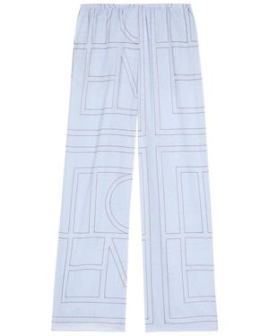 TOTEME Logo-Monogrammed Cotton-Blend Pyjama Trousers - Blue