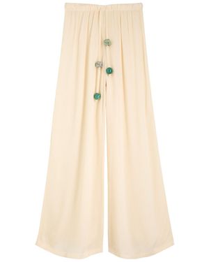 Baobab Cala Wide-Leg Satin Pants - Natural