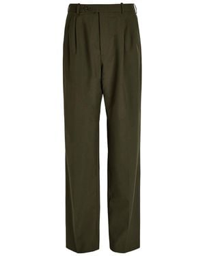 Ronny Kobo Soprano Pleated Straight-Leg Woven Trousers - Green