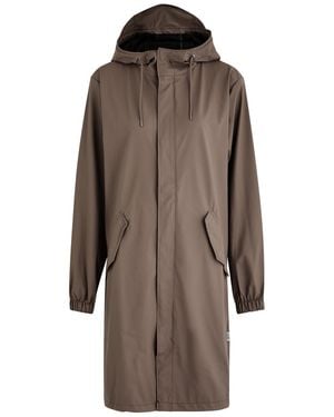 Rains Fishtail Hooded Rubberised Parka - Brown