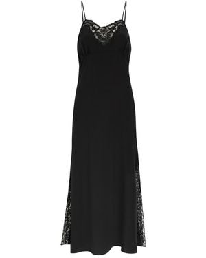 Chloé Lace-Trimmed Silk Midi Dress - Black