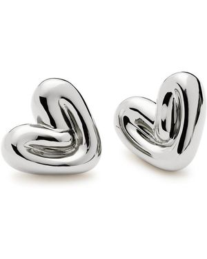 Missoma Puffy Heart Rhodium-Plated Stud Earrings - Metallic